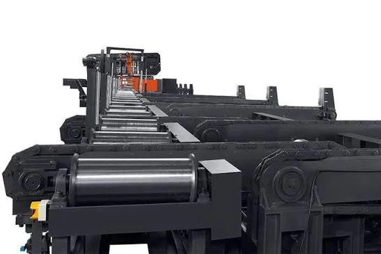 Band saw feeding rollers and material support