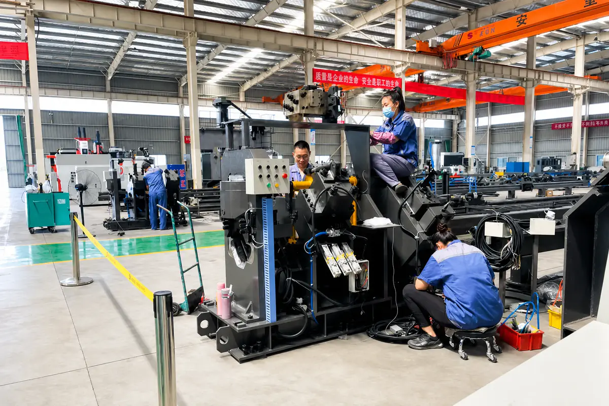 CNC angle line in production