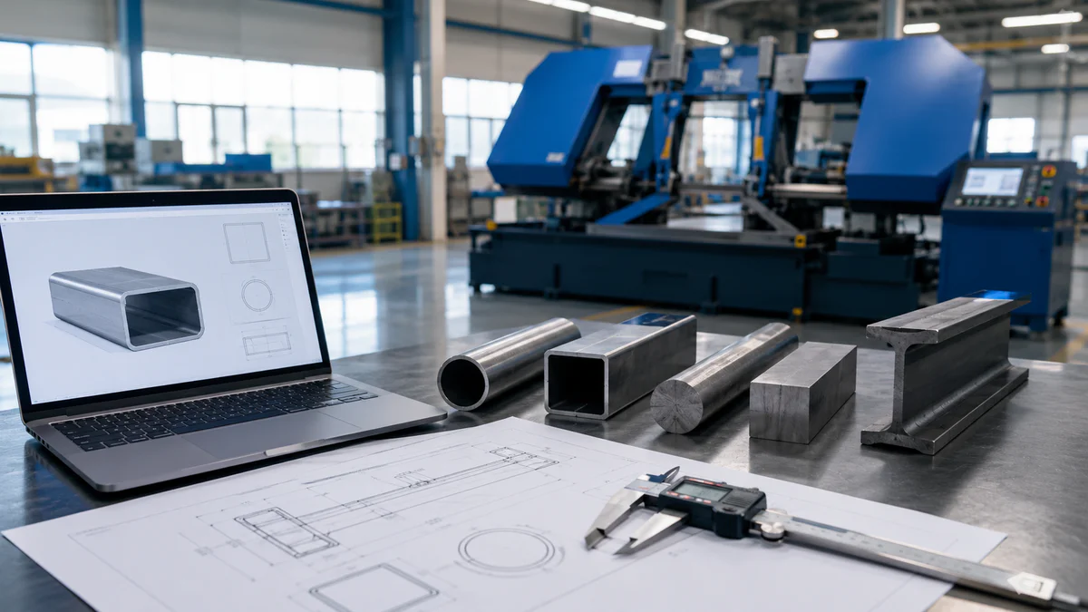 Band saw cutting different metal materials