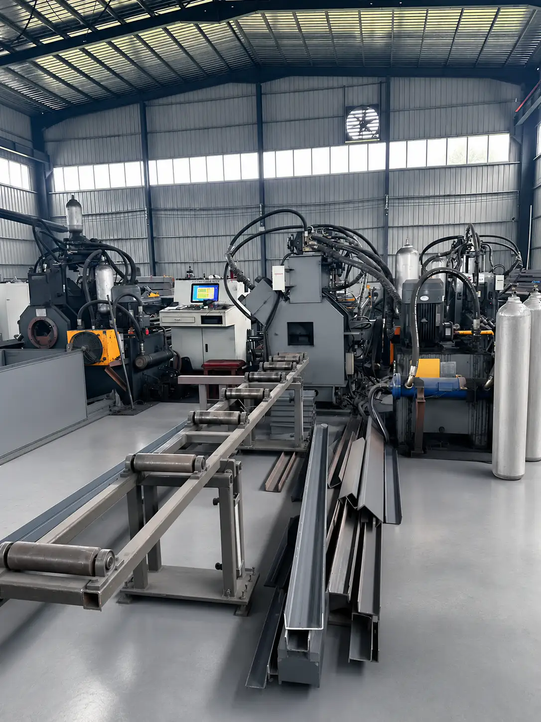 CNC channel steel punching line - automated punching, marking and shearing system for steel structure fabrication