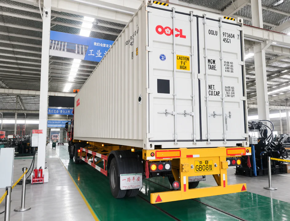 Packed machine and container loading for export shipment