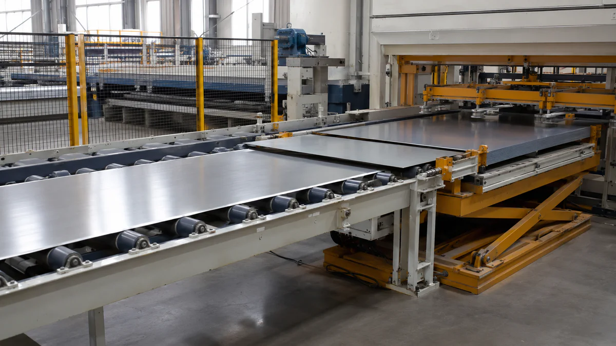 Cut-to-length line sheet handling and discharge section