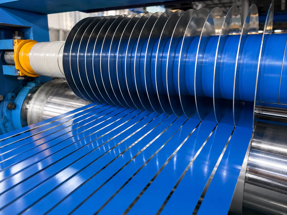 Pre-painted coil slitting with surface protection