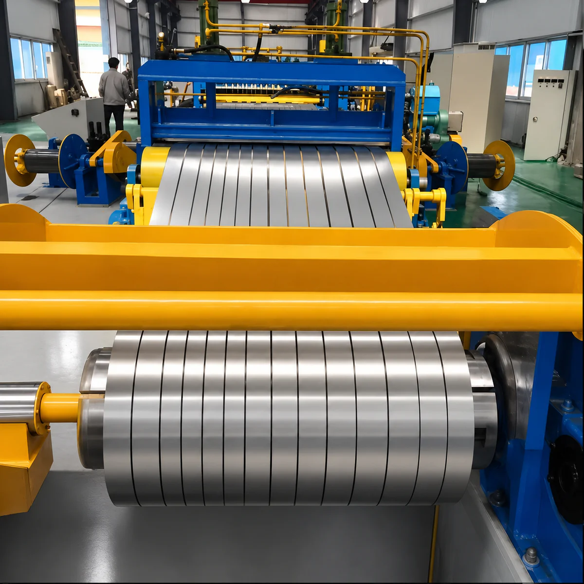 Stainless steel coil slitting setup