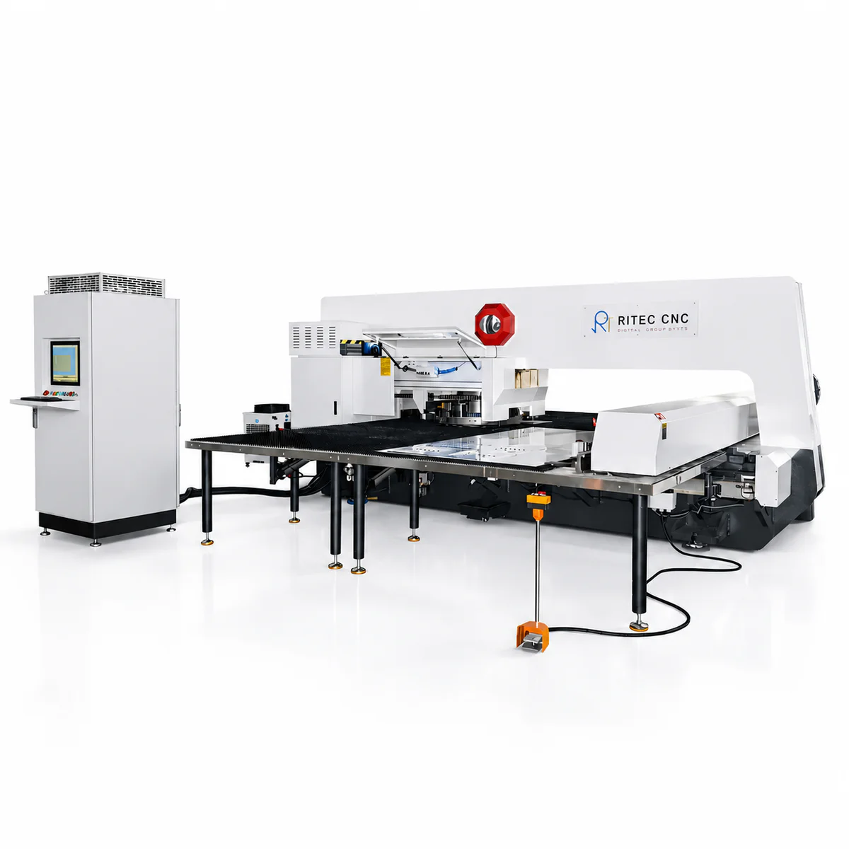 CNC turret punching machine processing sheet metal panel