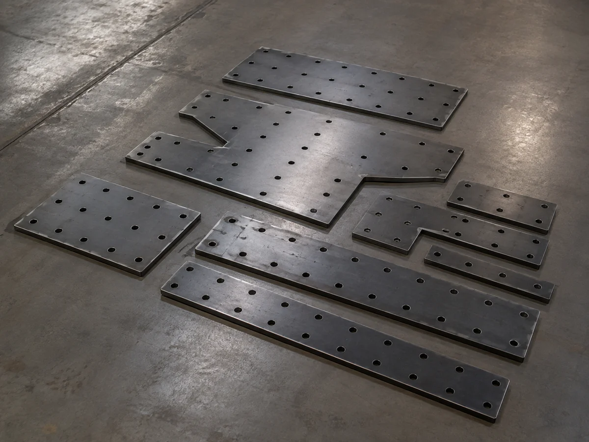 Custom flat steel workpieces produced from project drawings