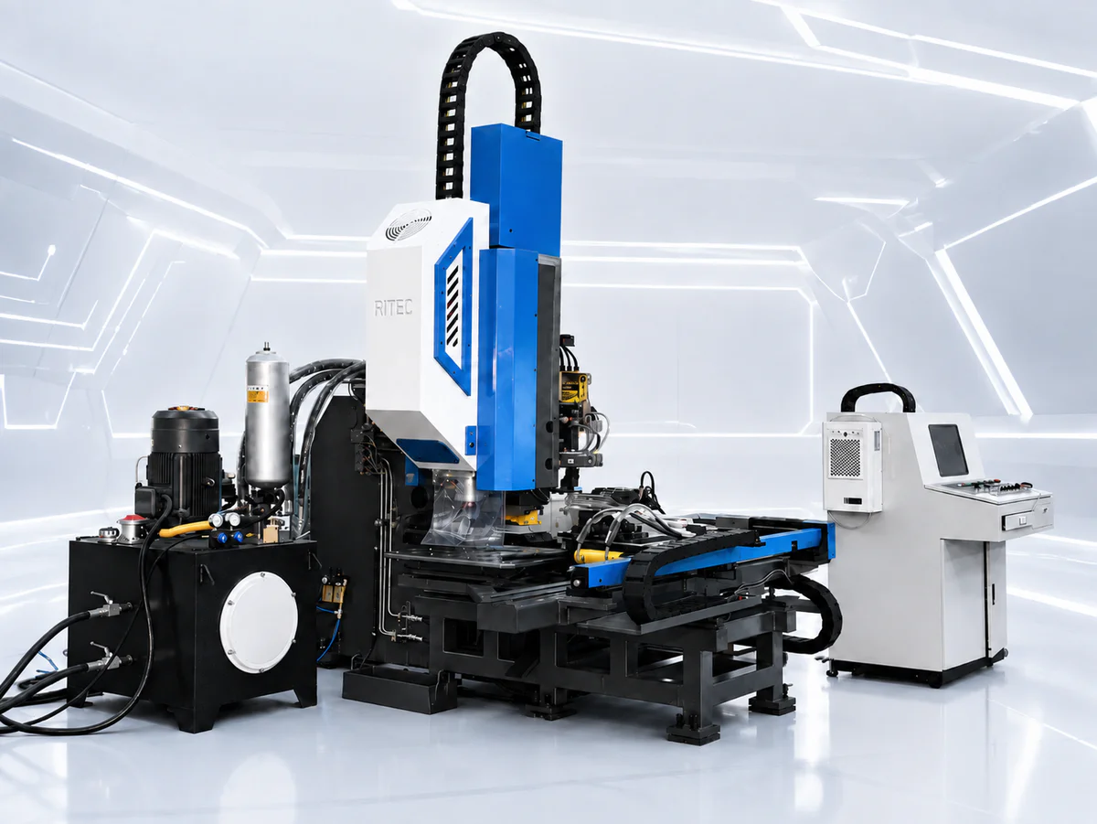 Hydraulic plate punching machine for steel plate processing
