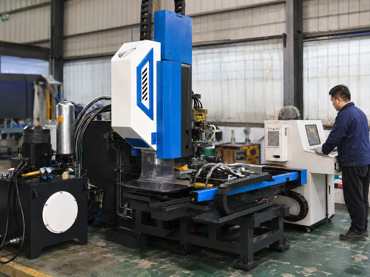 Machine running test of the plate punching machine