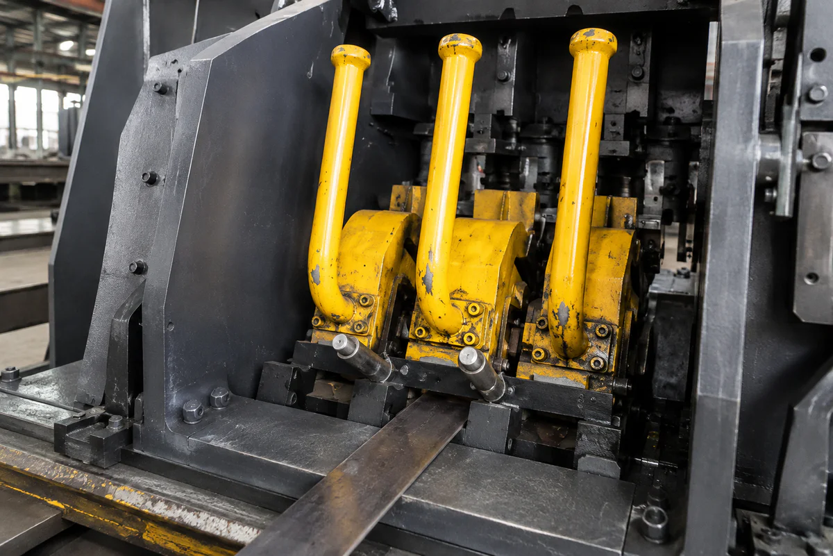 Flat steel punching unit