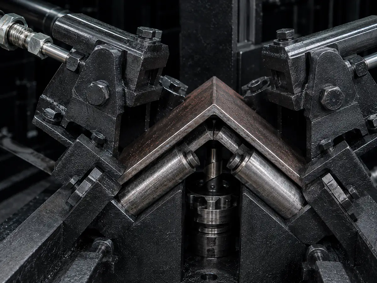 Hydraulic clamping holding angle steel during heel milling