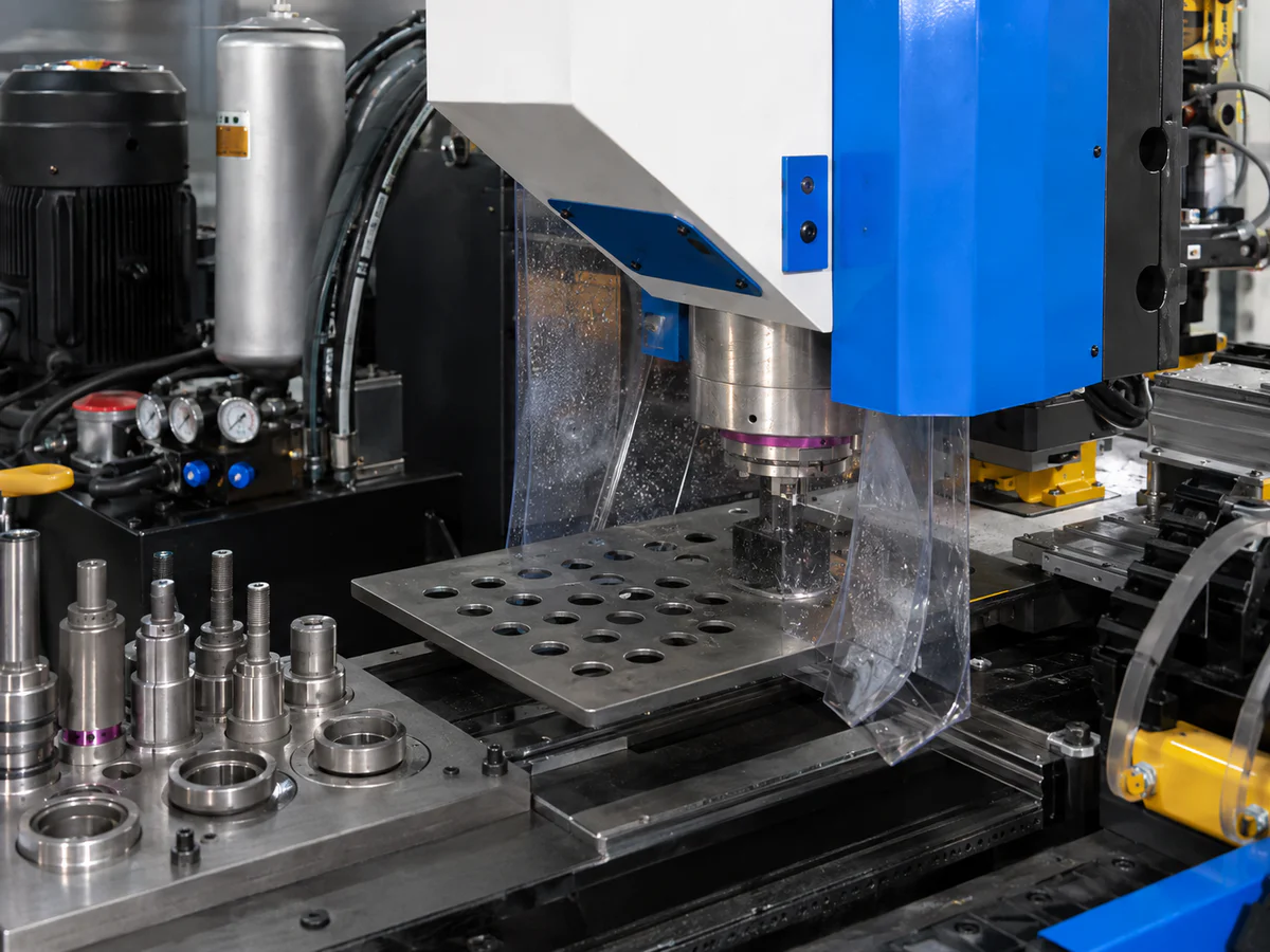 Set of hydraulic punches and dies for plate punching