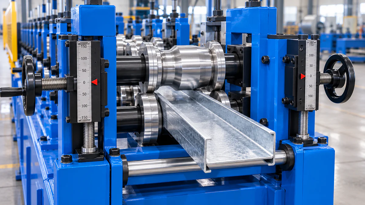 Adjustable width roll forming design