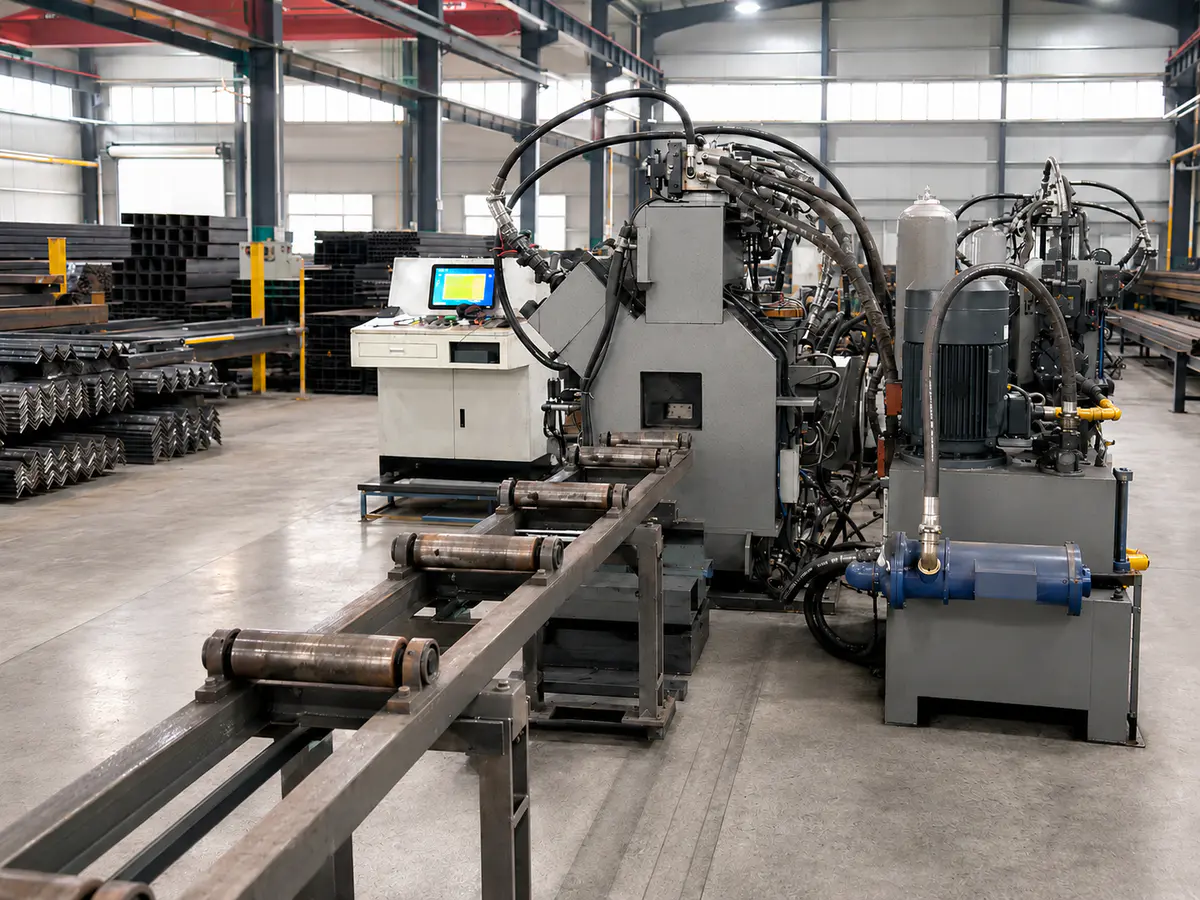 Discharging station for processed channel steel