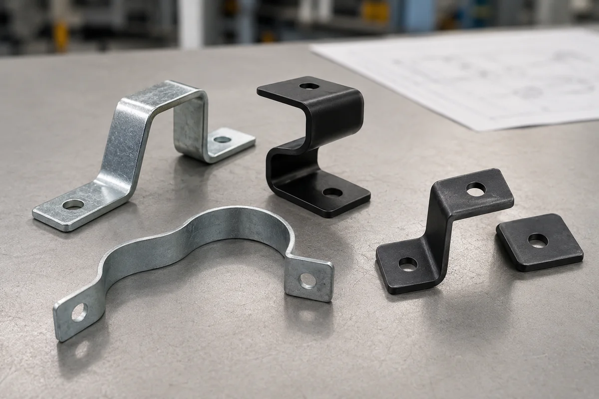 Flat iron hoop clamps formed from steel strip