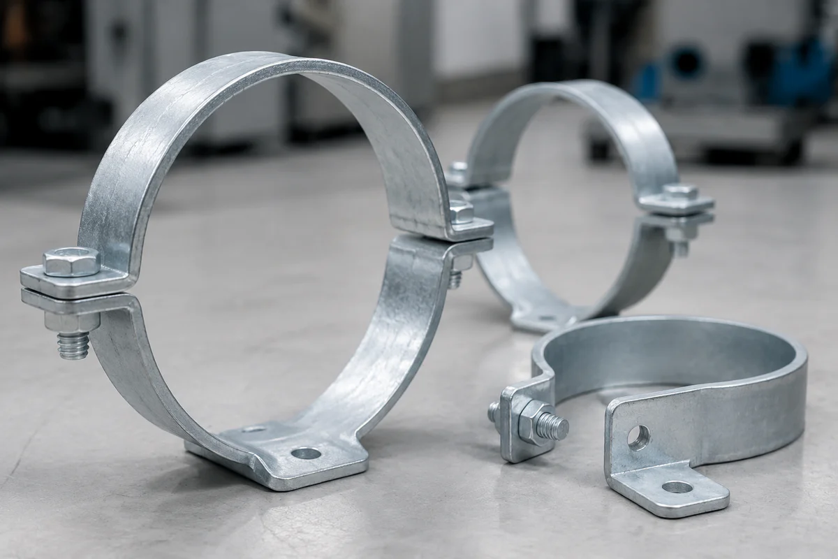 Pipe hoop clamps for pipe support and fastening