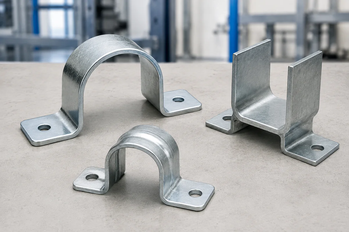 U-shaped clamps requiring punching and bending